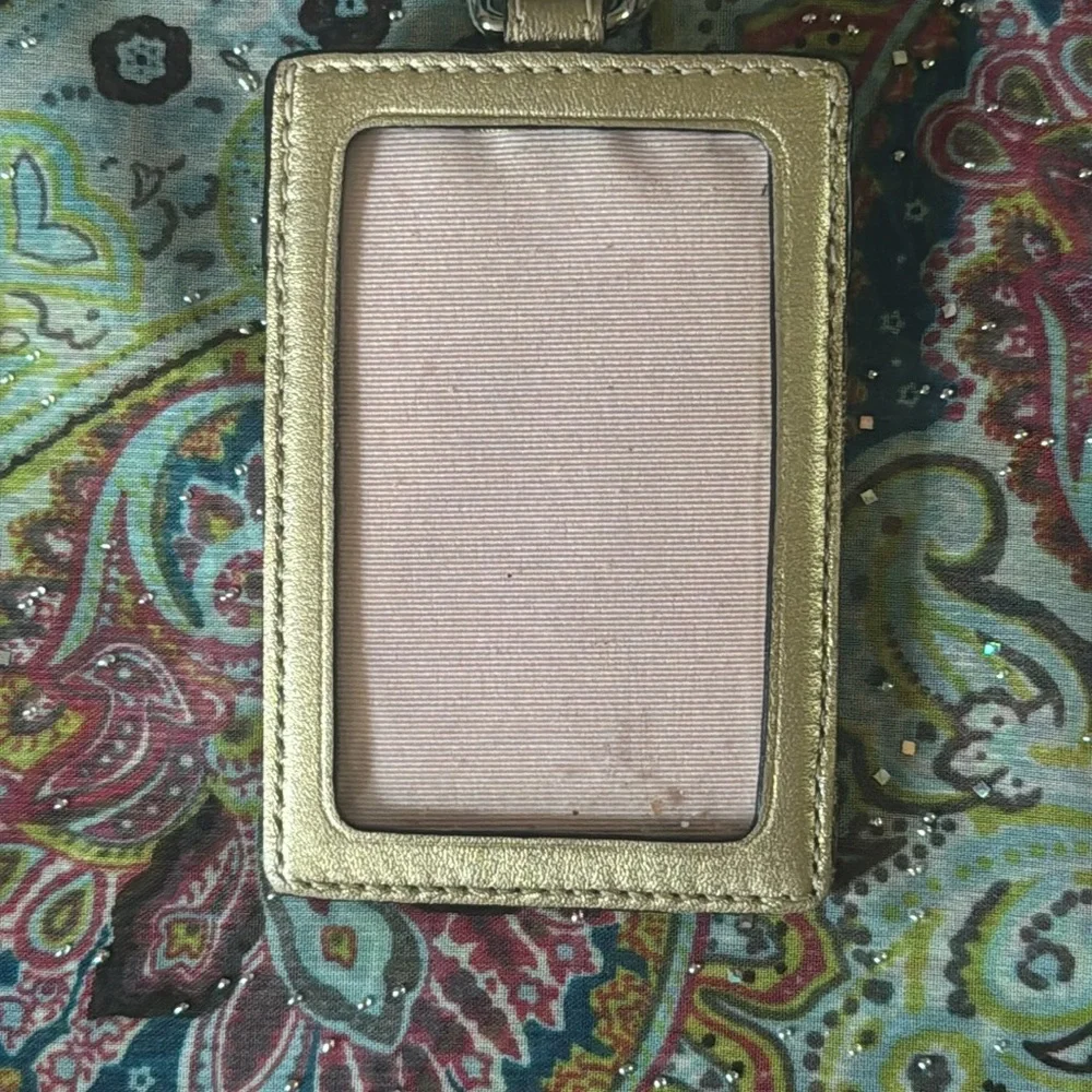 Coach Khaki / Metallic Signature C Lanyard ID Holder 3 card / money slots - Picture 4 of 4